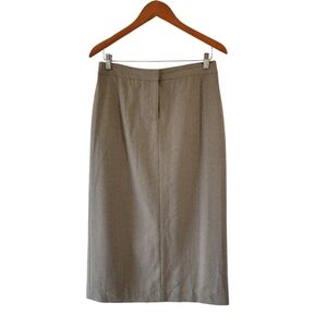 VTG Petite Sophisticate Neutral Oatmeal Wool Blend A-Line Midi Skirt Sz 8 Career